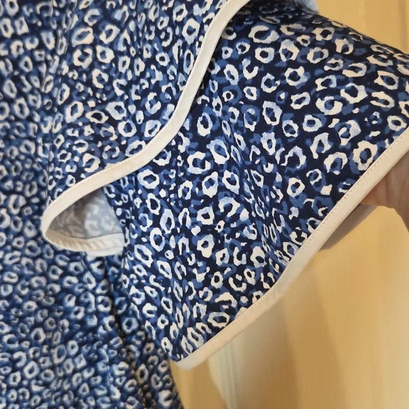 NY Collection Blue Animal Print Ruffle Sleeve Blouse - Picture 5 of 7